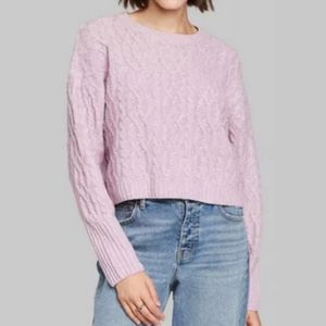 Wild Fable Cable Lavender crop sweater